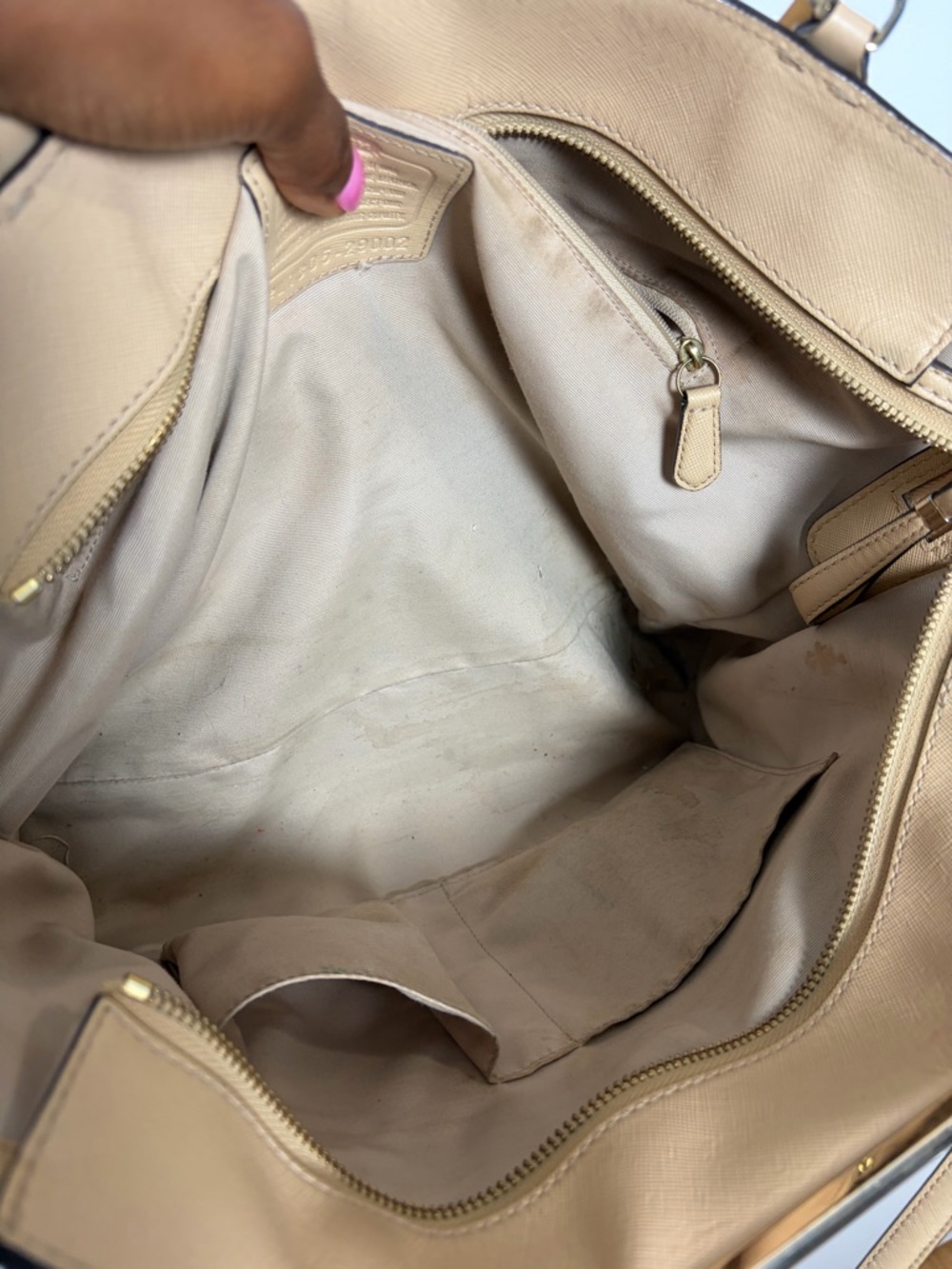 Coach Madison Tan Beige Leather Zip Top Tote Bag 29002 - Picture 4 of 16